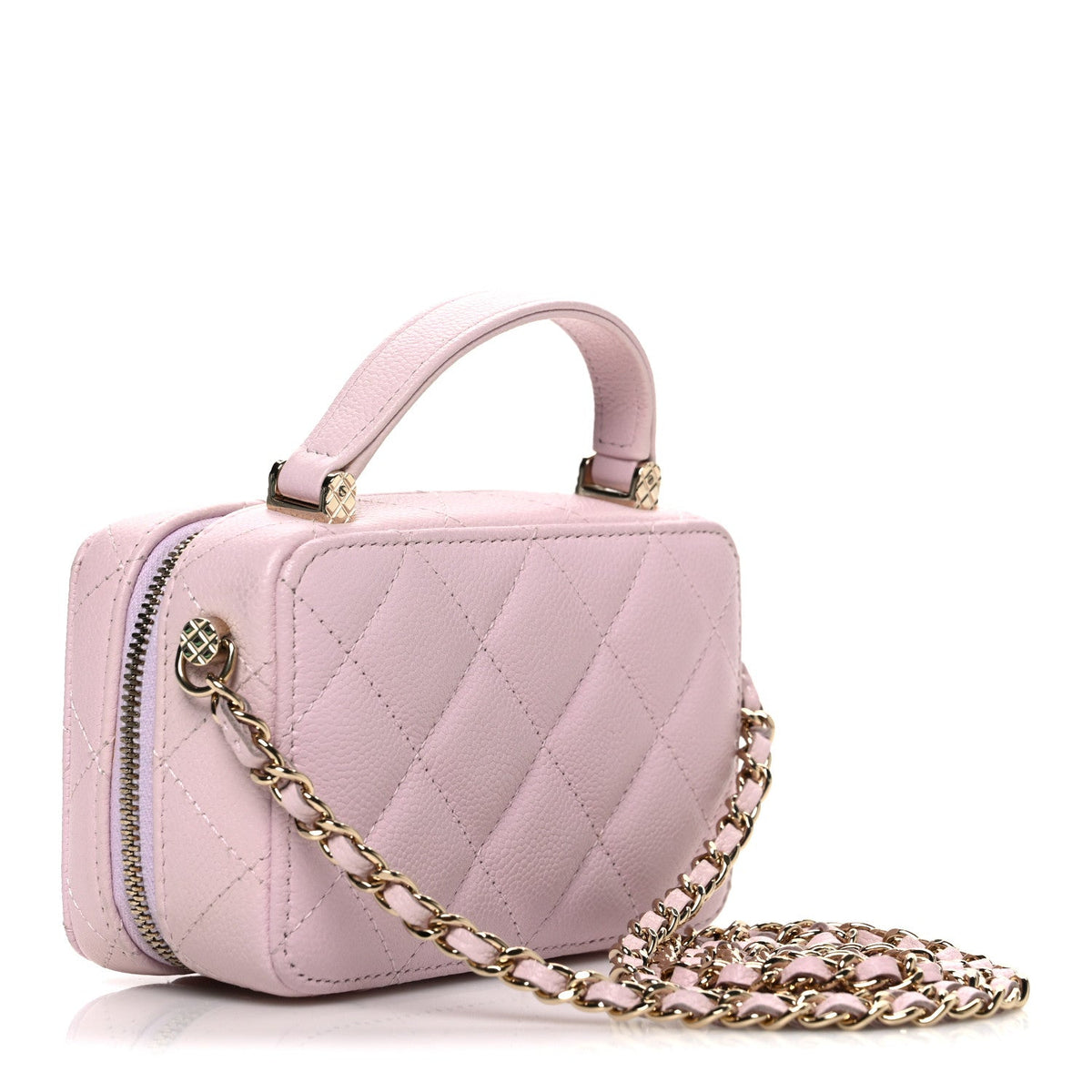 Quilted Caviar Handbag - Pink