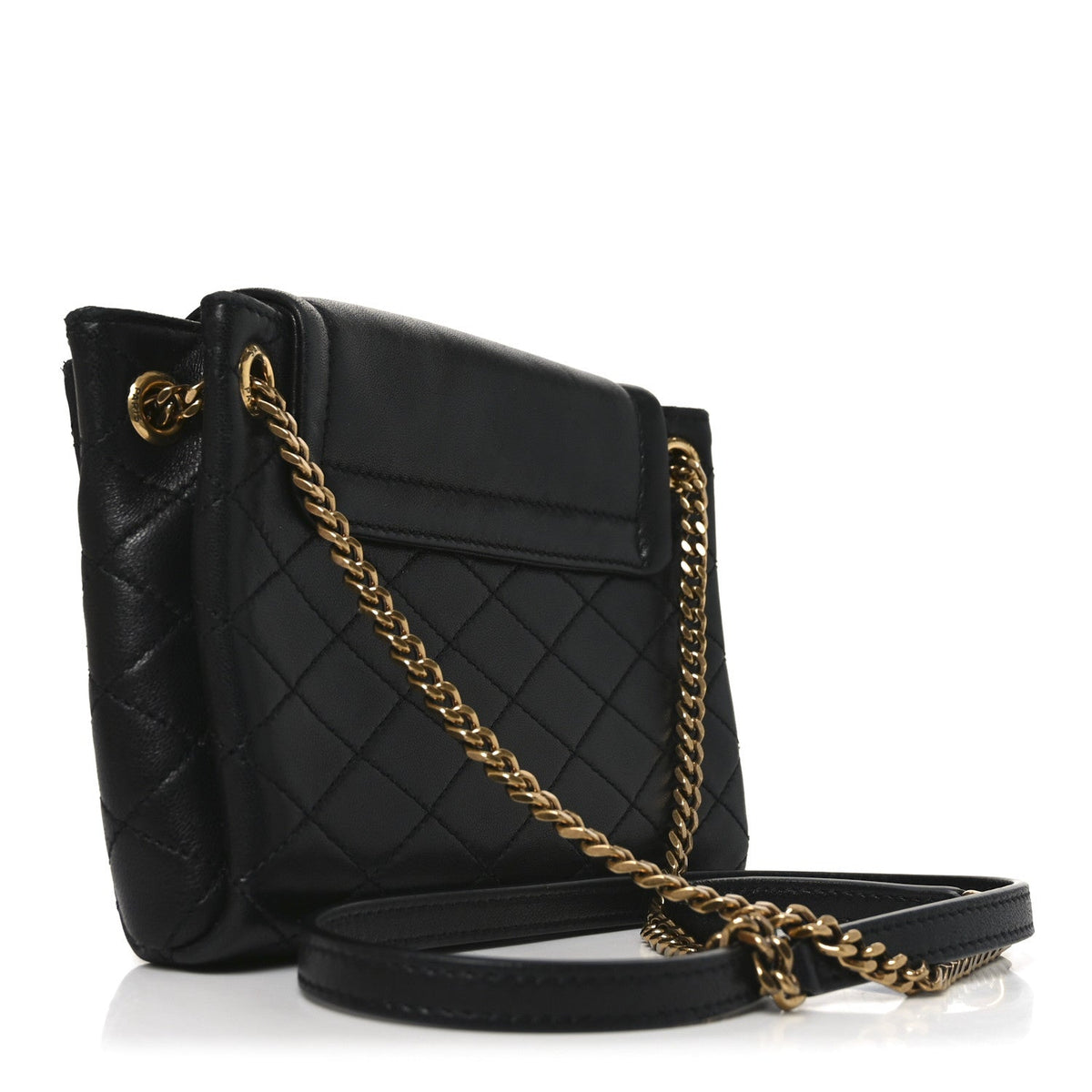 Mini Quilted Lambskin Handbag - Black