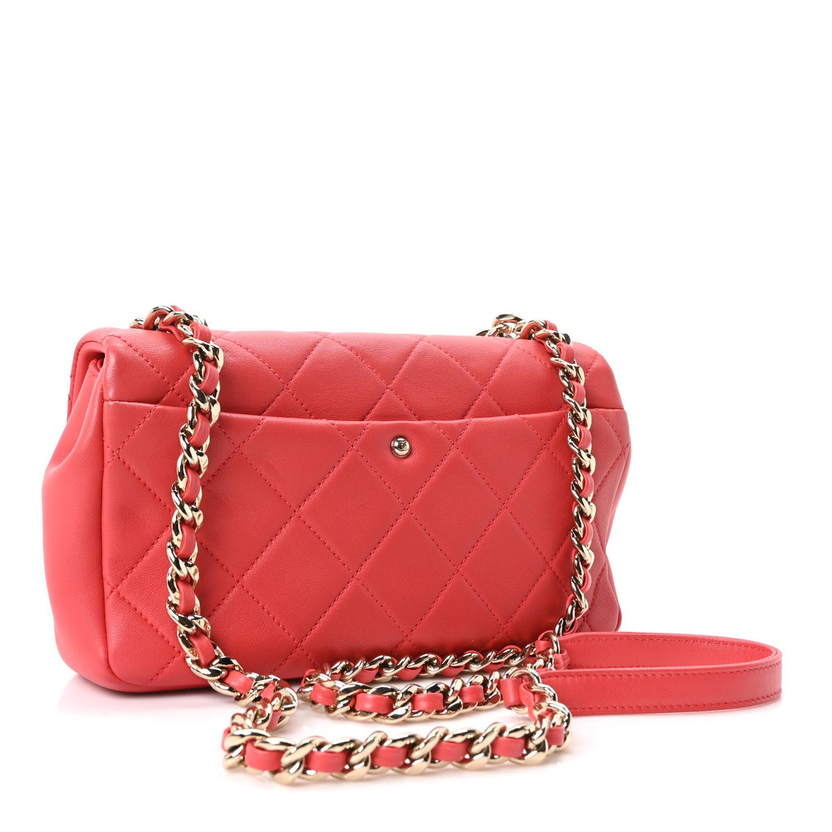 Quilted Lambskin Flap Shoulder Bag - Red