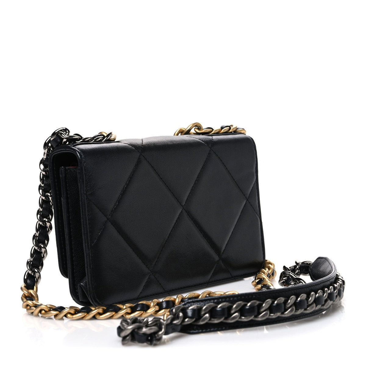 Quilted Goatskin Wallet Bag - Black