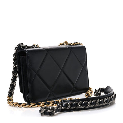 Quilted Goatskin Wallet Bag - Black