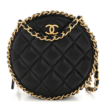 Quilted Lambskin Clutch Bag - Black