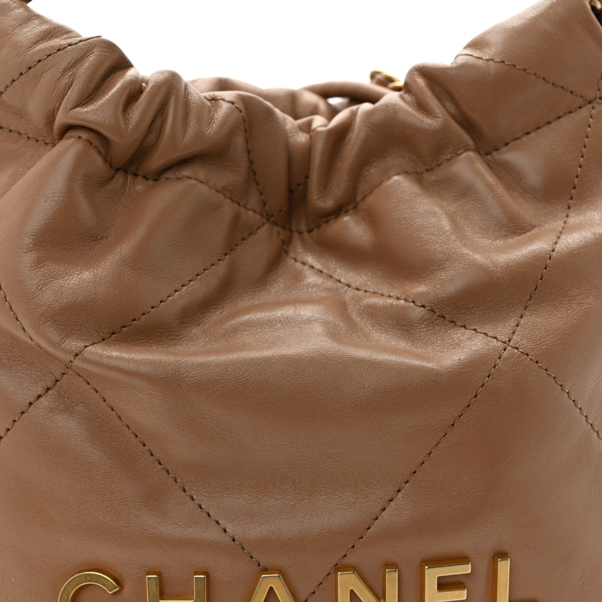 Mini Quilted Calfskin Handbag - Beige