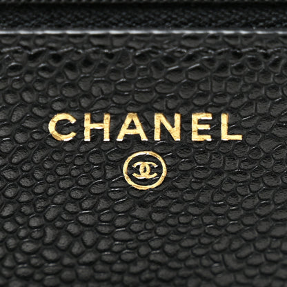 Quilted Caviar Wallet Bag - Black