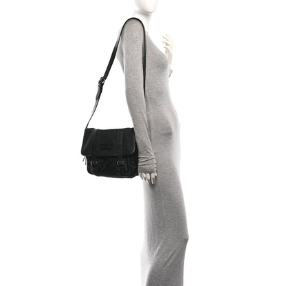 Nylon Flap Shoulder Bag - Black