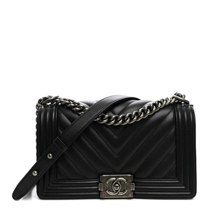 Medium Quilted Calfskin Flap Shoulder Bag - Black