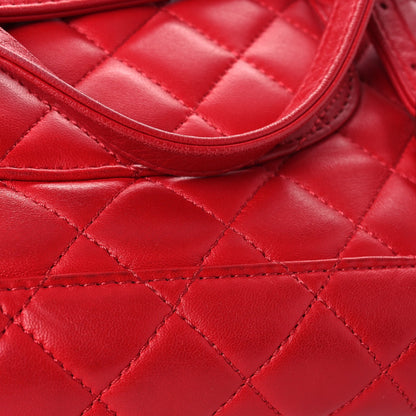 Large Quilted Lambskin Backpack - Red