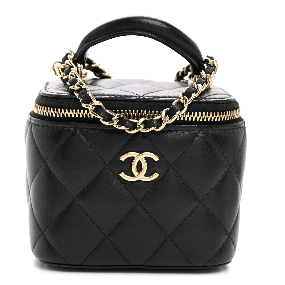 Mini Quilted Lambskin Handbag - Black
