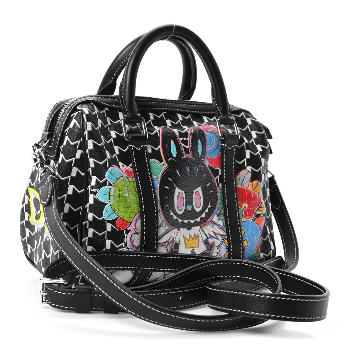Calfskin Canvas Handbag - Black