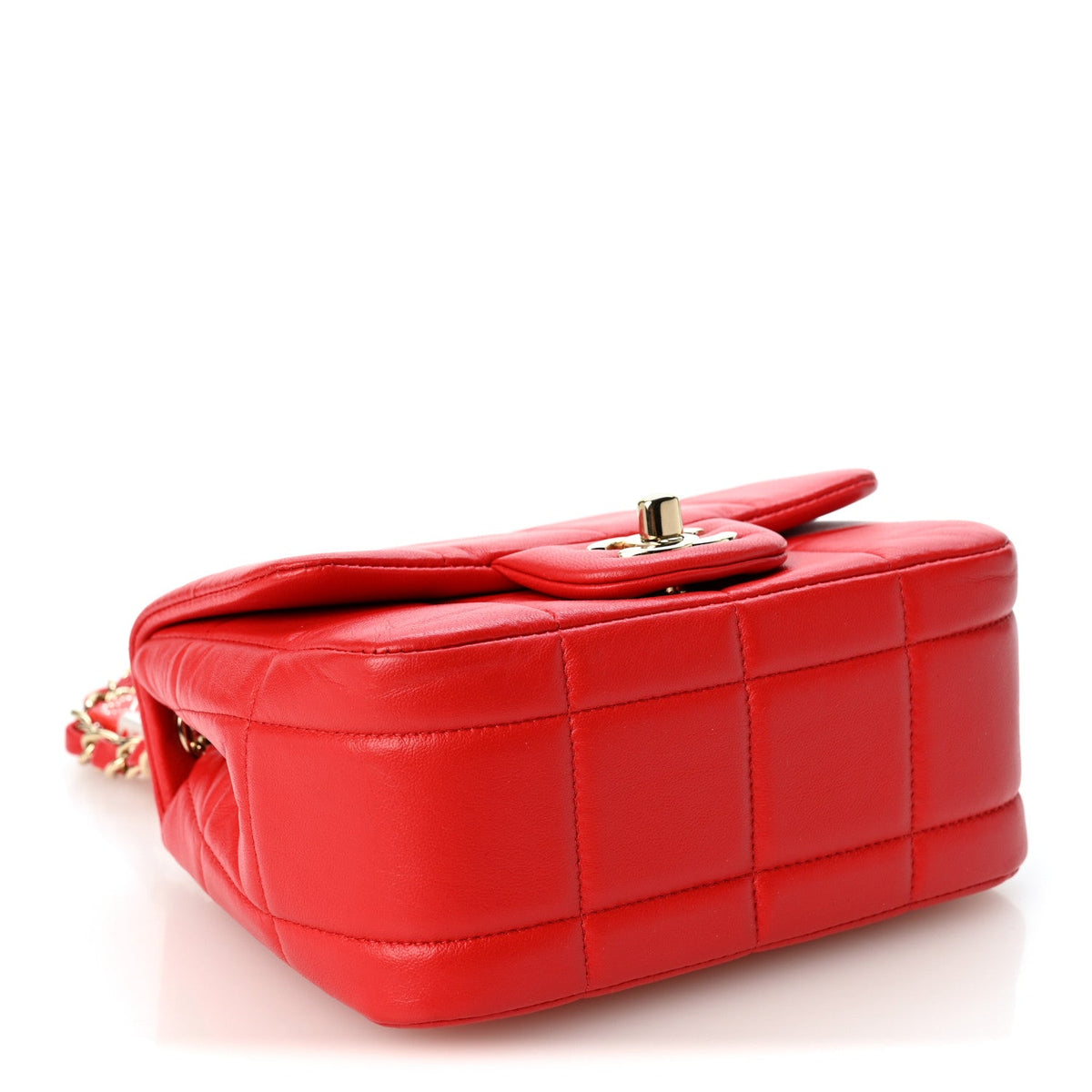 Mini Quilted Lambskin Flap Shoulder Bag - Red