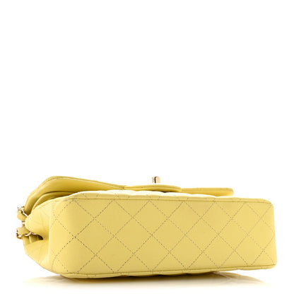 Small Quilted Caviar Flap Shoulder Bag - Yellow