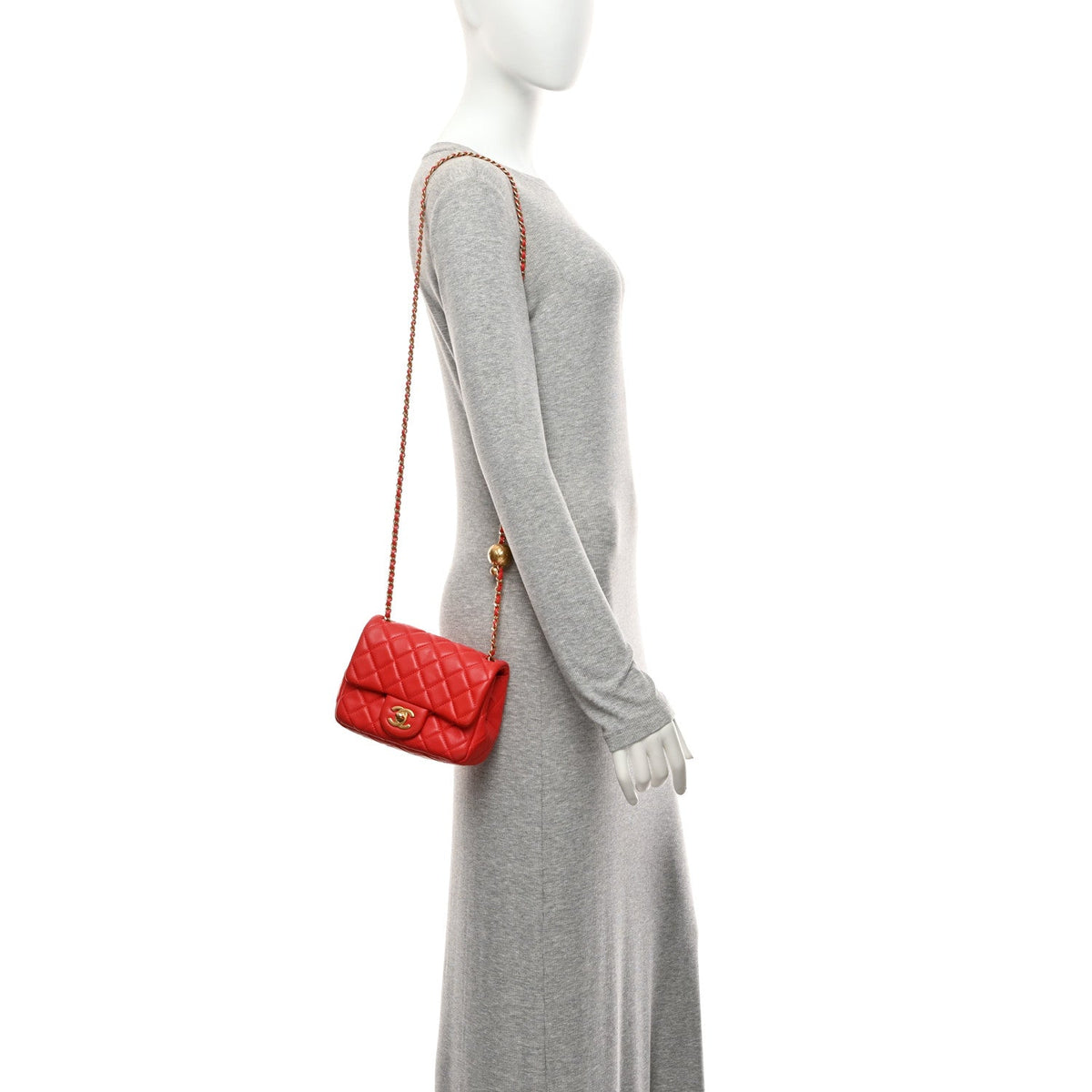 Mini Quilted Lambskin Flap Shoulder Bag - Red