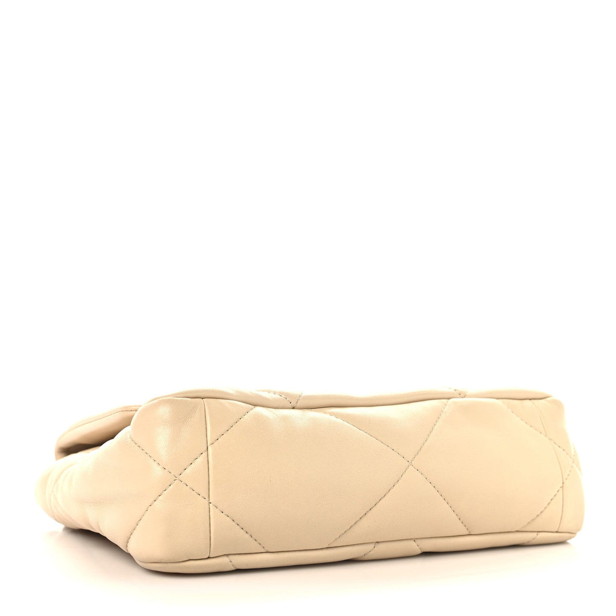 Medium Quilted Lambskin Flap Shoulder Bag - Beige