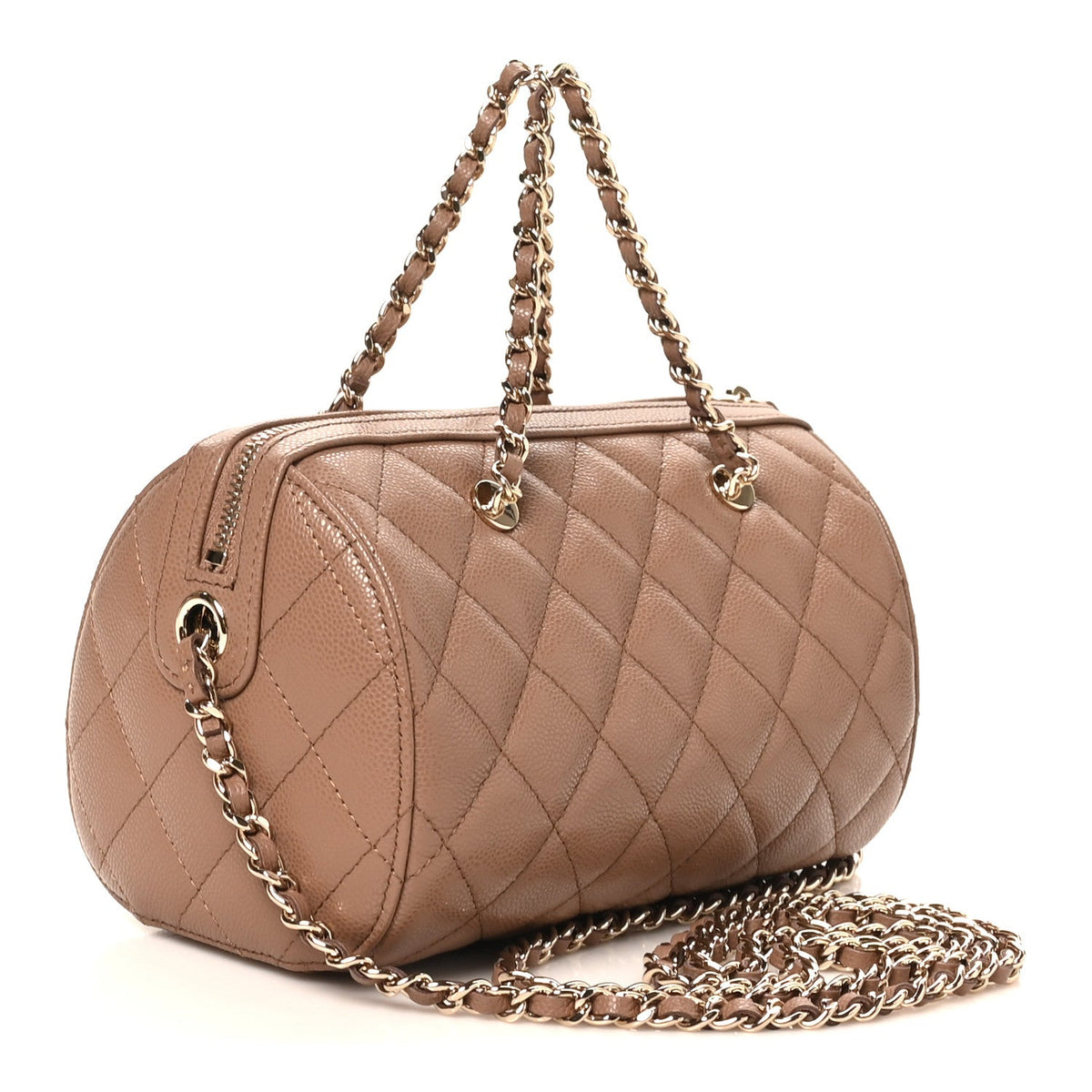 Quilted Caviar Clutch Bag - Brown