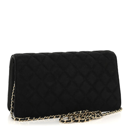 Quilted Suede Flap Shoulder Bag - Black