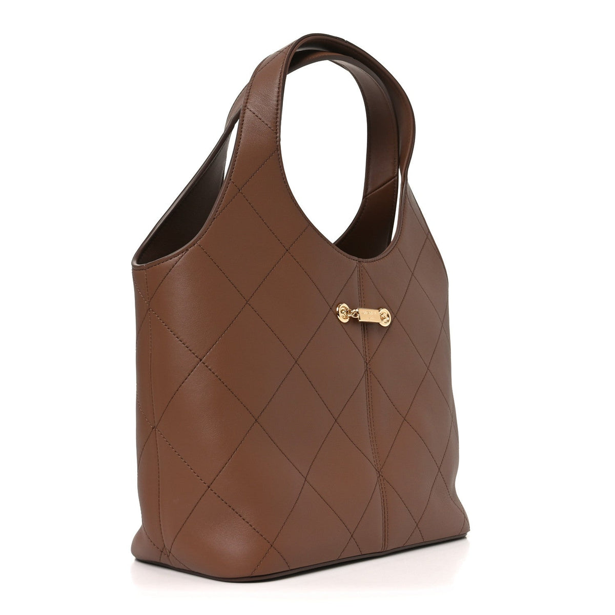 Small Quilted Calfskin Handbag - Brown