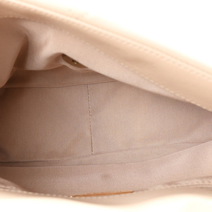 Large Quilted Goatskin Flap Shoulder Bag - Beige