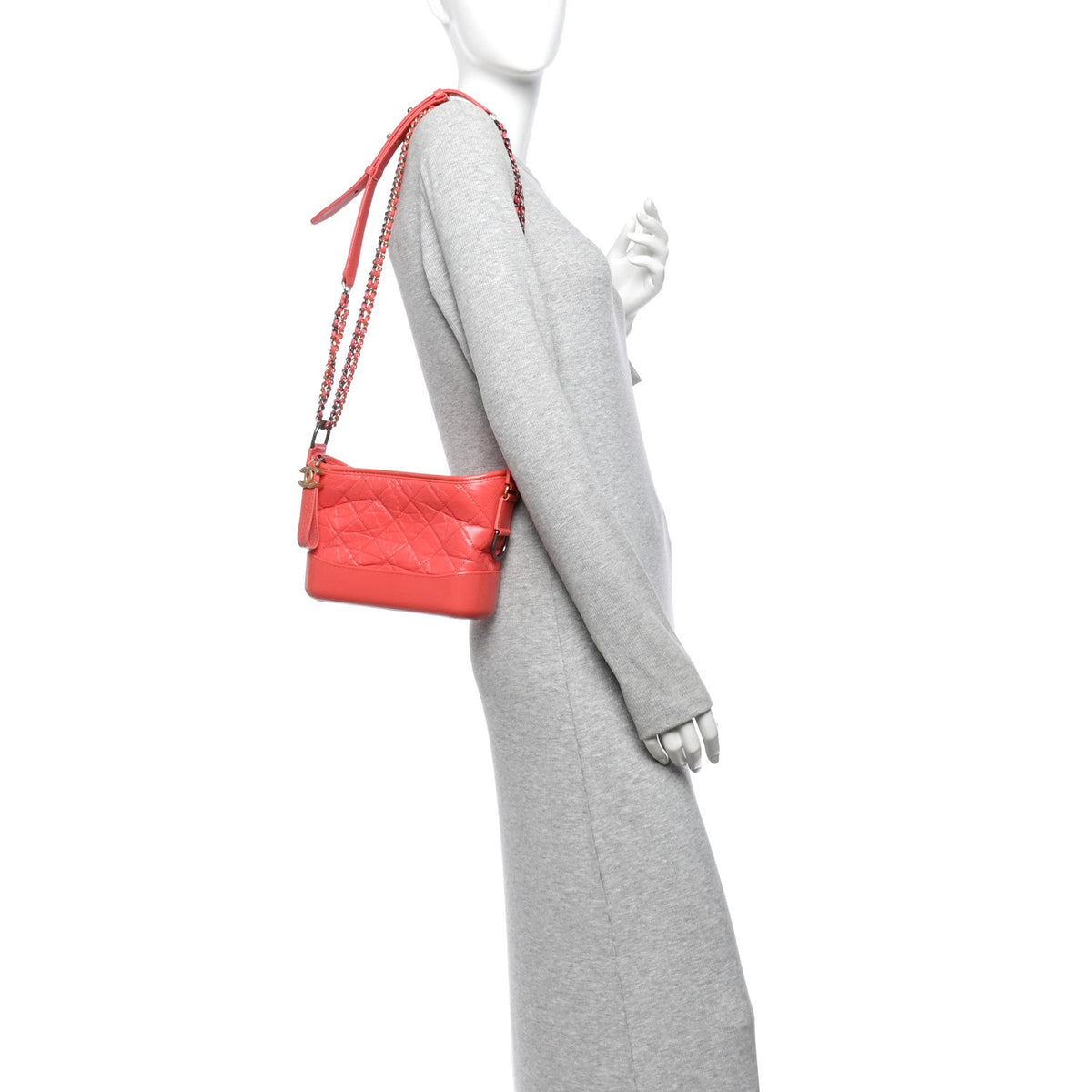 Small Quilted Calfskin Hobo Bag - Red