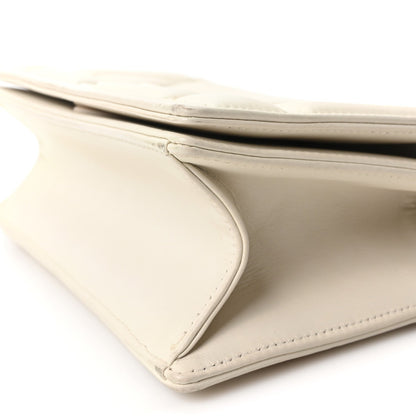 Small Calfskin Flap Shoulder Bag - White