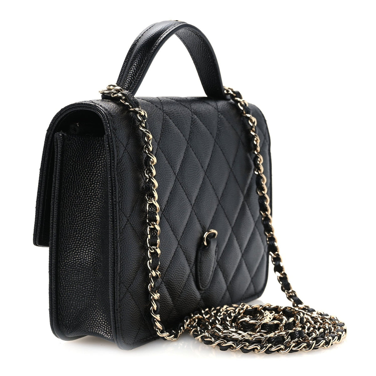 Quilted Caviar Clutch Bag - Black