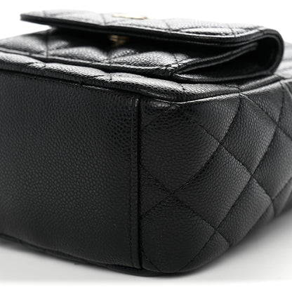Mini Quilted Caviar Backpack - Black