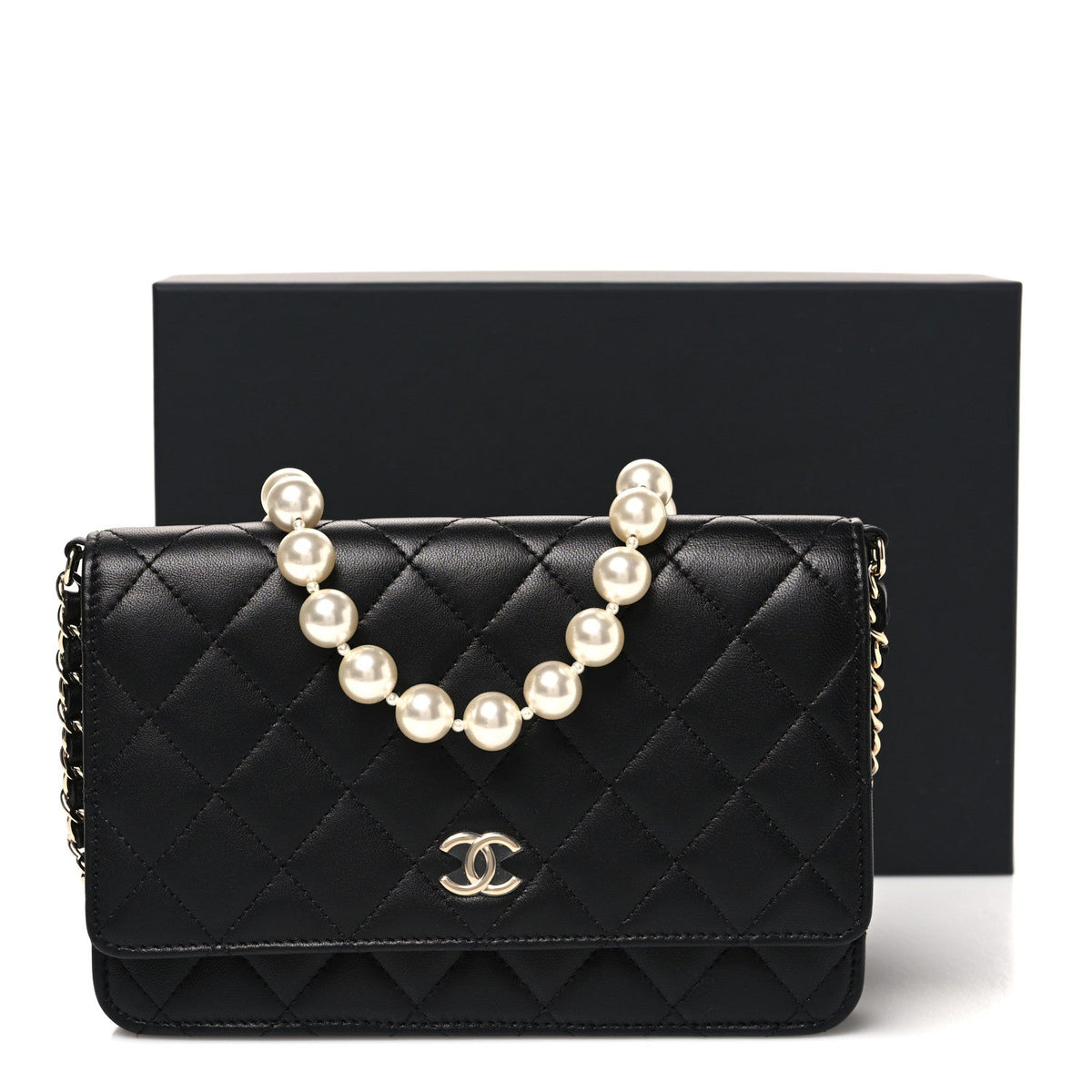 Quilted Lambskin Wallet Bag - Black