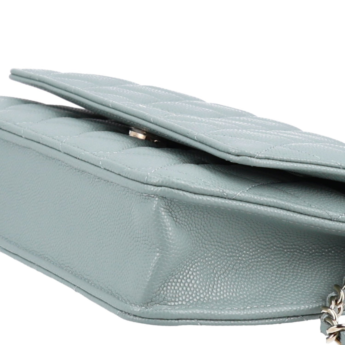 Quilted Caviar Wallet Bag - Grey
