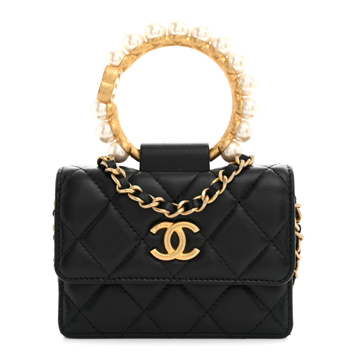 Quilted Lambskin Clutch Bag - Black