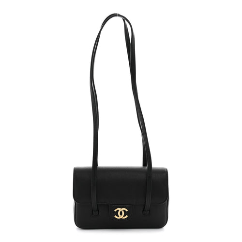 Mini Caviar Shoulder Bag - Black