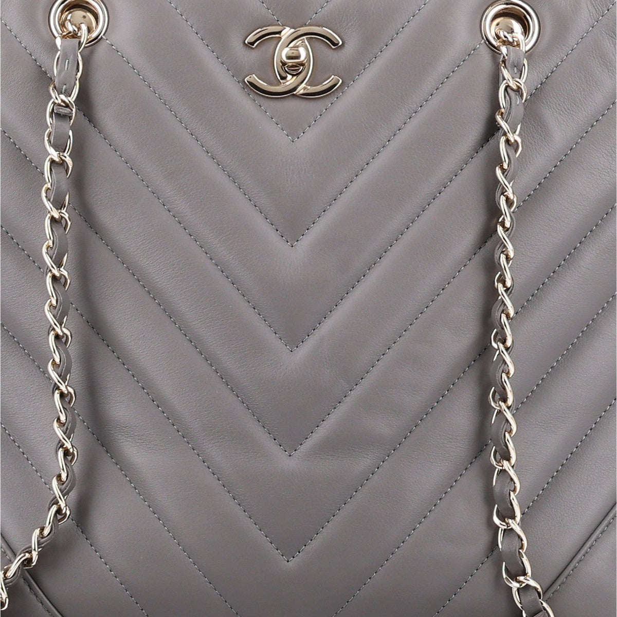 Large Quilted Calfskin Tote Bag - Grey