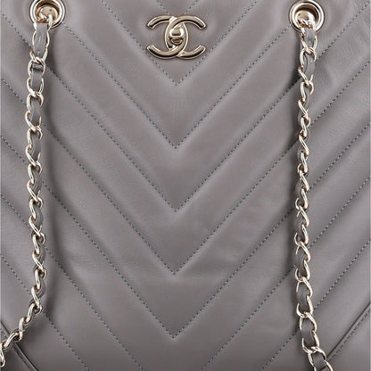 Large Quilted Calfskin Tote Bag - Grey