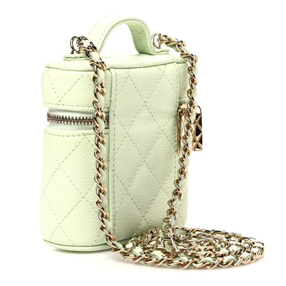 Small Quilted Caviar Handbag - Light Green