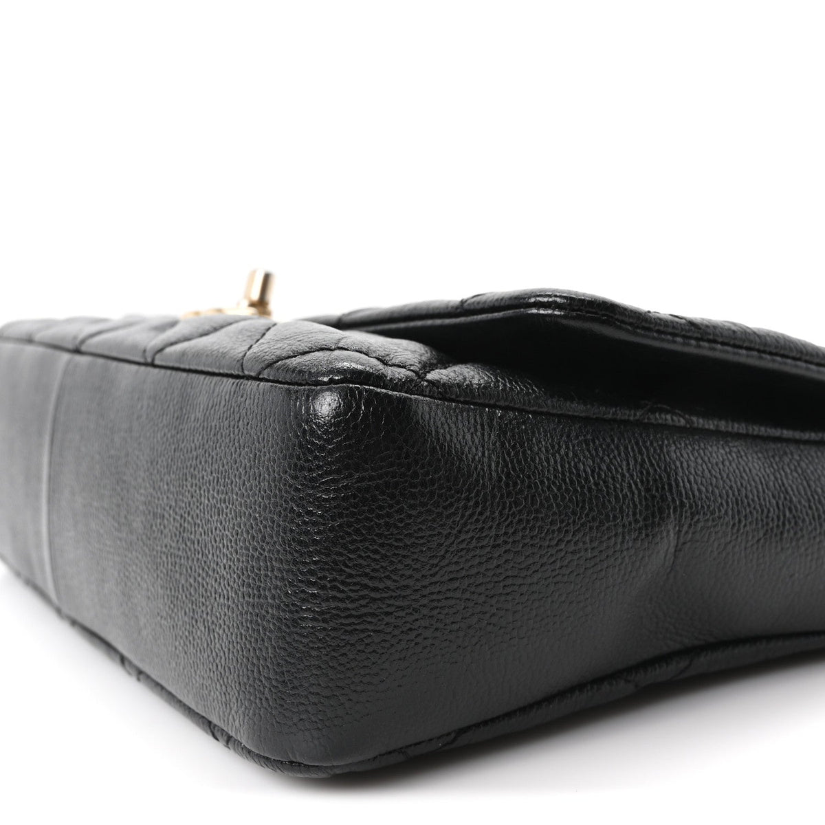 Large Quilted Caviar Flap Shoulder Bag - Black