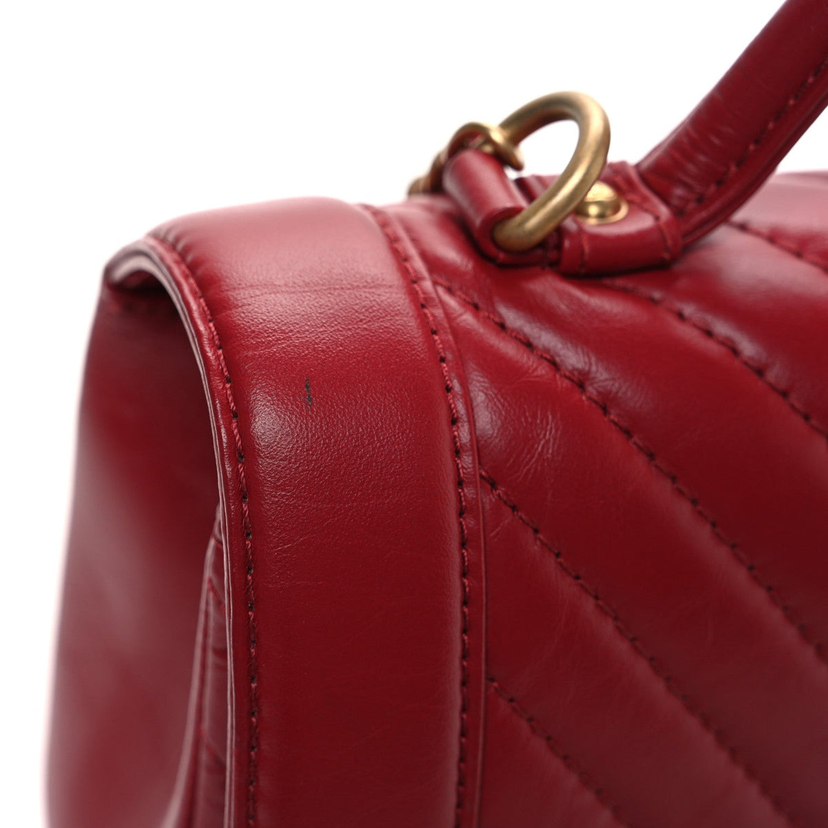 Quilted Calfskin Flap Shoulder Bag - Red