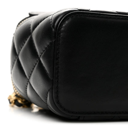 Mini Quilted Lambskin Handbag - Black