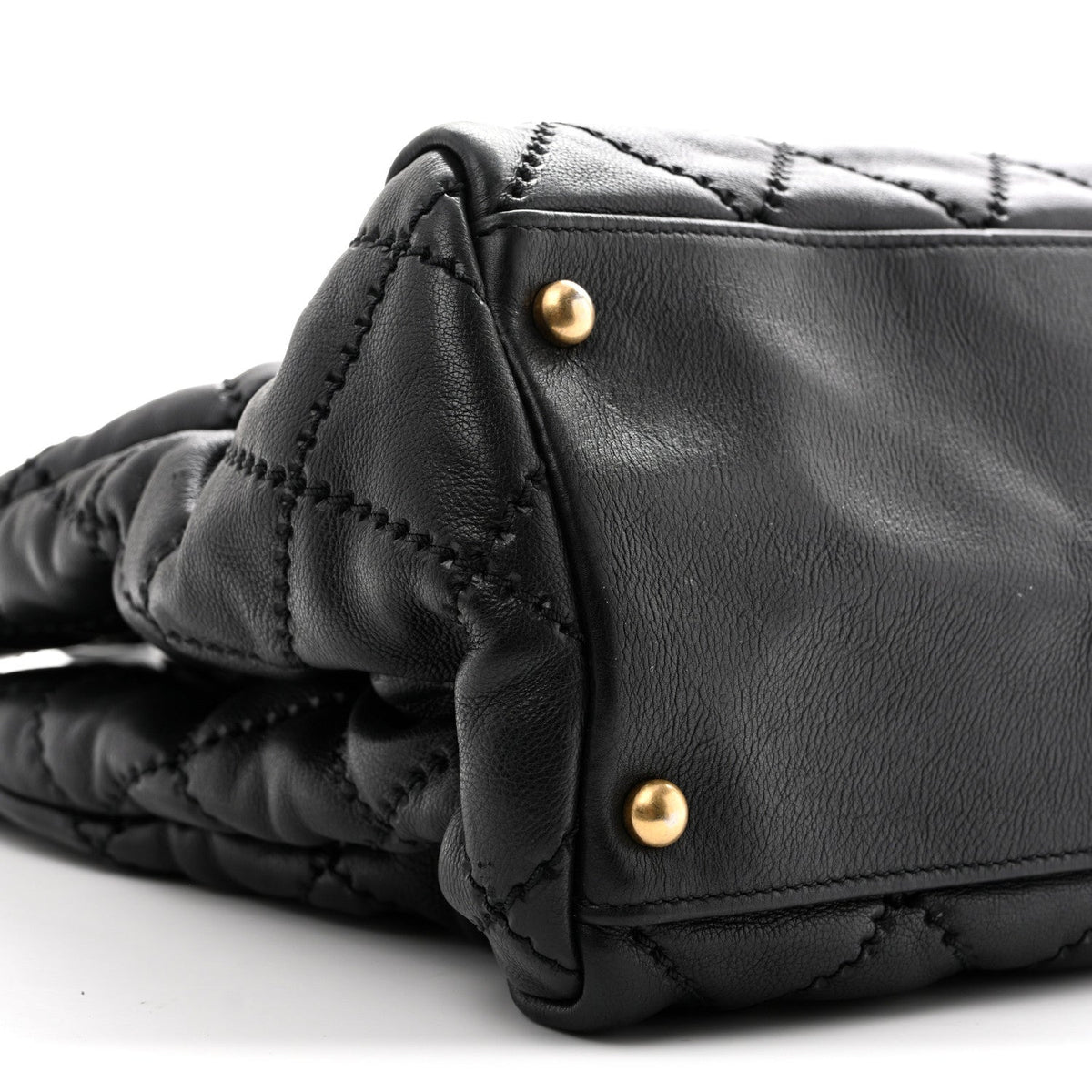 Large Quilted Calfskin Tote Bag - Black