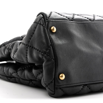 Large Quilted Calfskin Tote Bag - Black
