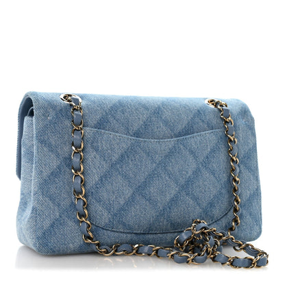 Small Quilted Flap Shoulder Bag - Light Blue