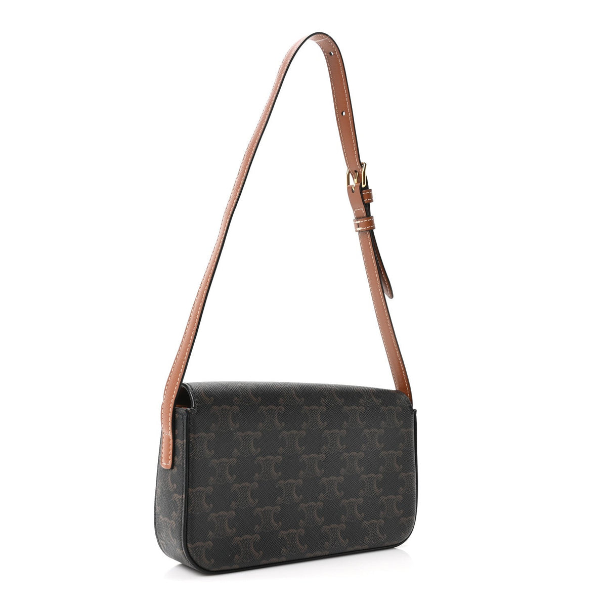 Calfskin Canvas Shoulder Bag - Tan