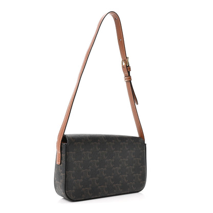 Calfskin Canvas Shoulder Bag - Tan