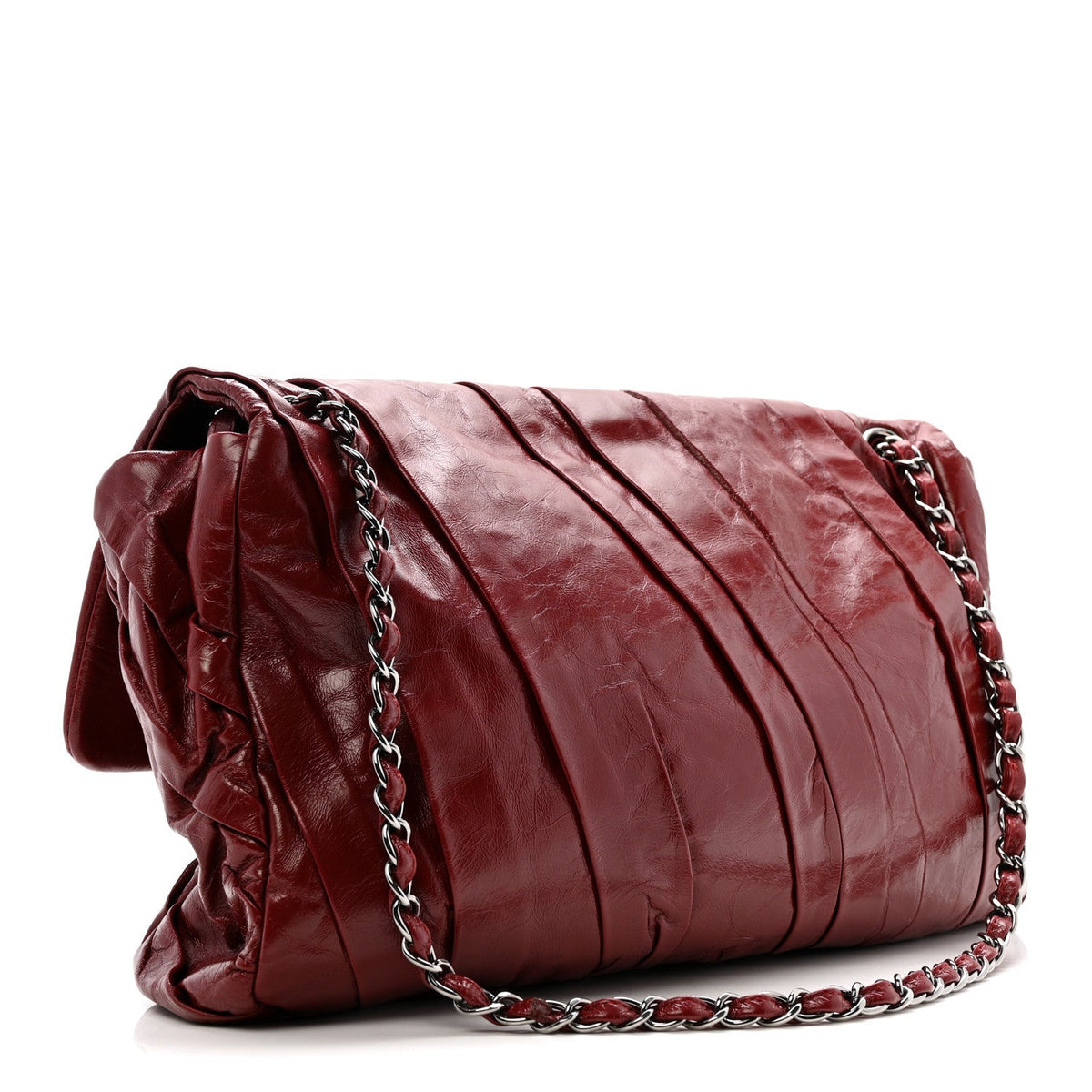 Maxi Calfskin Flap Shoulder Bag - Red