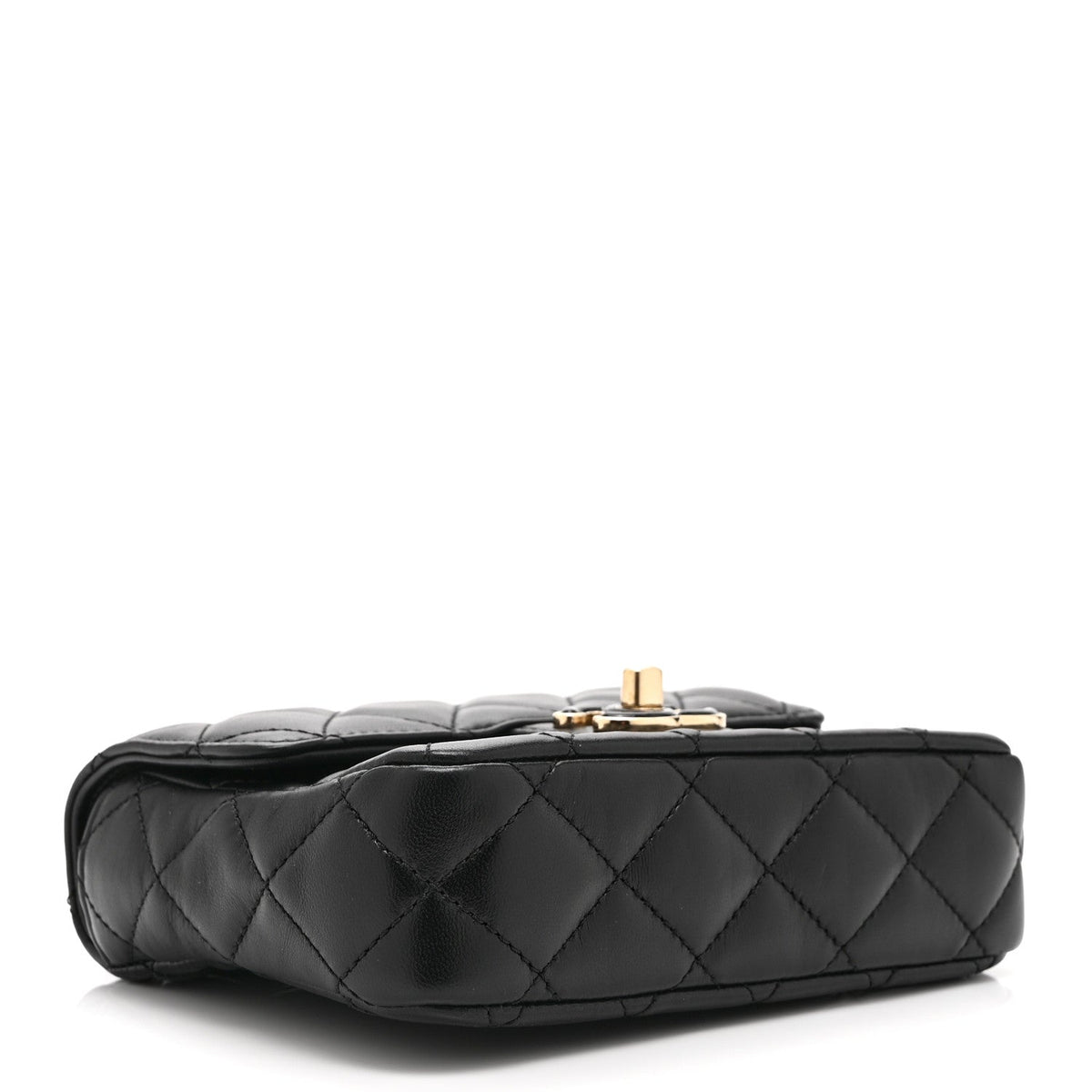 Mini Quilted Lambskin Flap Shoulder Bag - Black