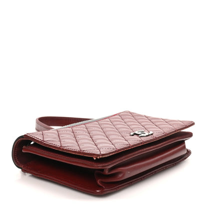 Quilted Calfskin Flap Shoulder Bag - Black