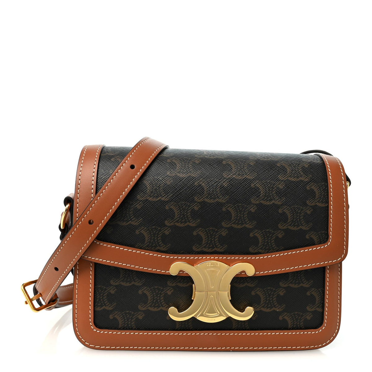 Calfskin Canvas Handbag - Tan