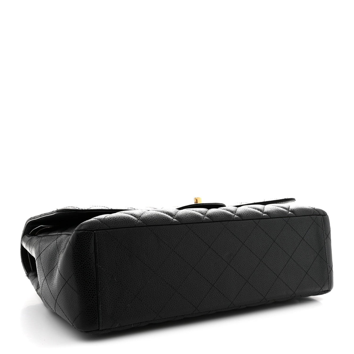 Maxi Quilted Caviar Flap Shoulder Bag - Black