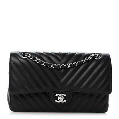 Medium Quilted Lambskin Flap Shoulder Bag - Black