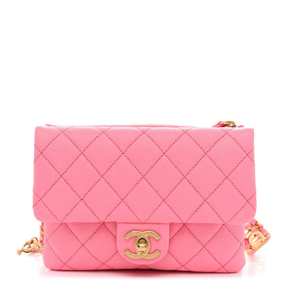 Caviar Flap Shoulder Bag - Pink