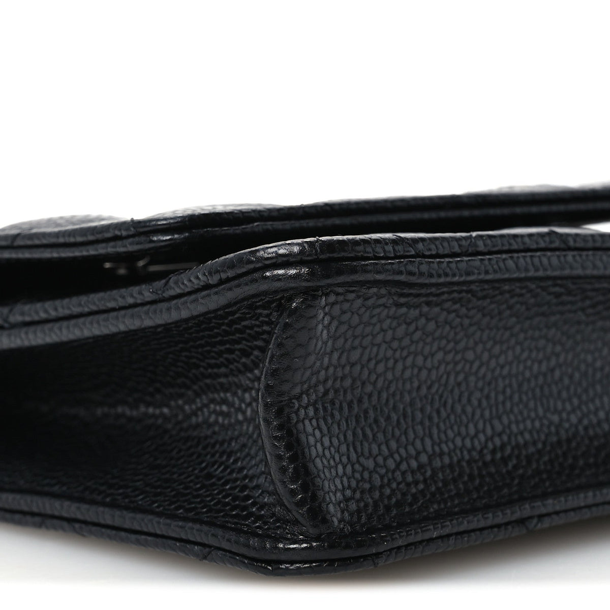 Quilted Caviar Wallet Bag - Black