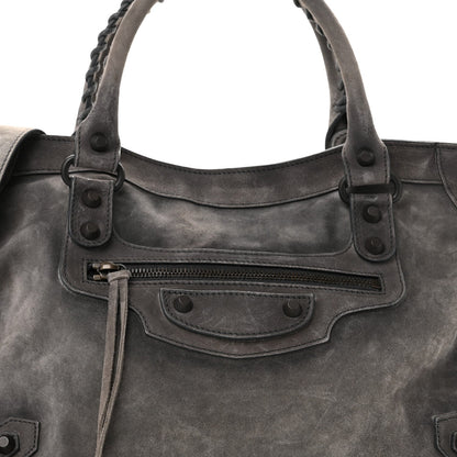 Medium Calfskin Suede Handbag - Grey