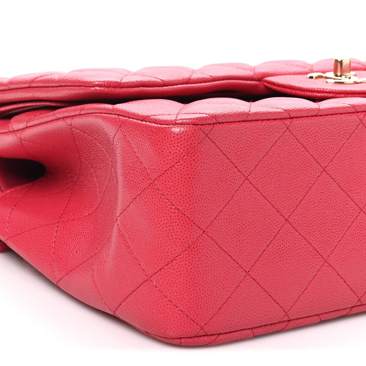 Quilted Caviar Flap Shoulder Bag - Pink